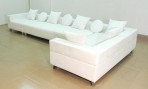 Suede Sectional, White