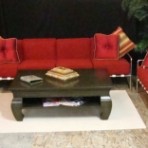 Cloth & Metal Sofa, Loveseat & Chair, Red