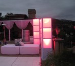 4 X 4 Lounge Bed, White & Light Up Columns, Pink
