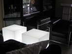 Leather & Chrome Chairs, Black, with Light Up Cubes