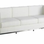 Leather & Chrome Sofa, White